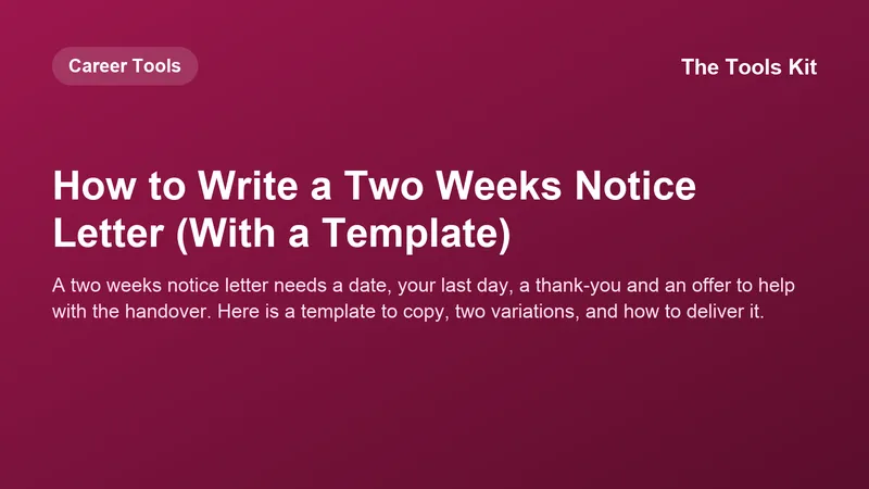A short printed resignation letter with a pen and a calendar marking the last working day