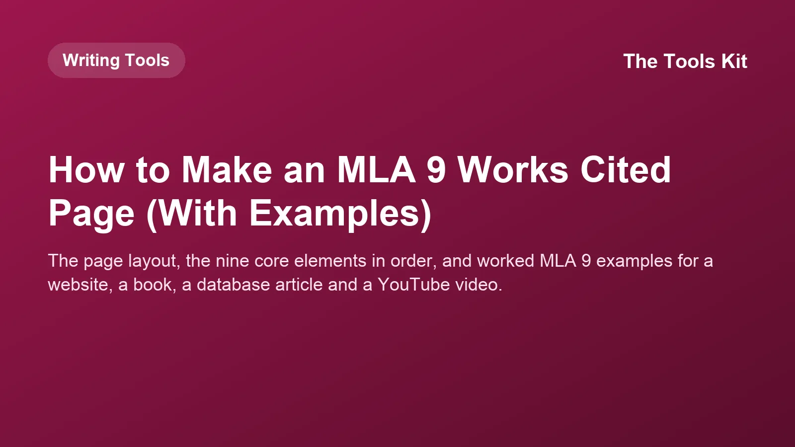 A double-spaced Works Cited page with a centered title and hanging-indented entries